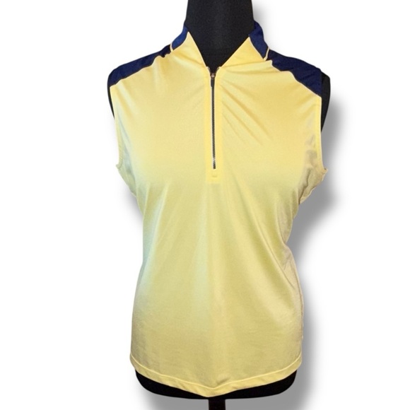 EP PRO NY Sleeveless Zip Mandarin Collar Women's Golf Polo - Cornsilk Yellow XXL - Picture 3 of 14
